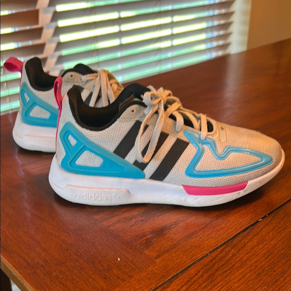 Adidas Sneakers with Blue and Pink Highlights